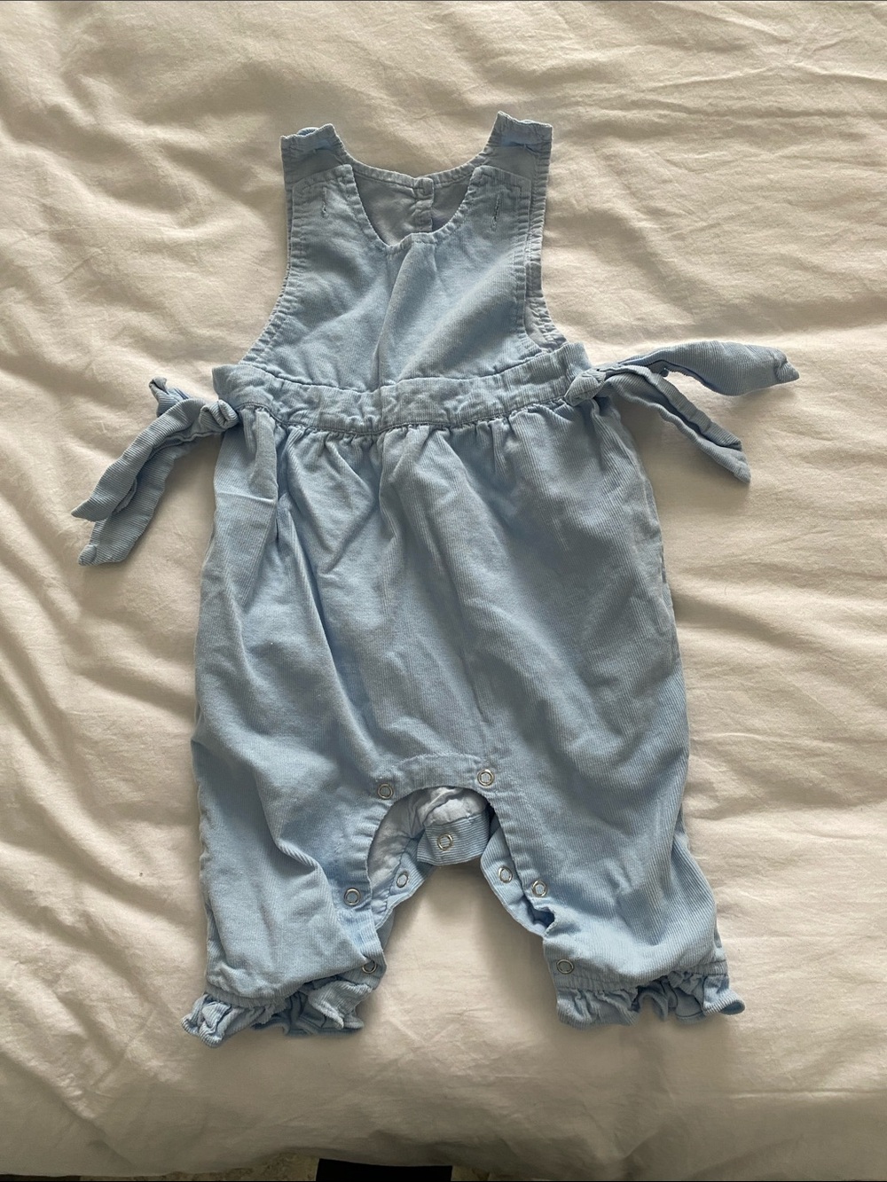 Baby Light Blue Cotton Overalls Romper - Neutral Brand